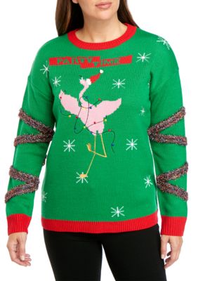 Joyland Long Sleeve Christmas Party Flamingo Sweater | belk