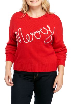 Joyland Plus Size Long Sleeve Merry Christmas Sweater belk