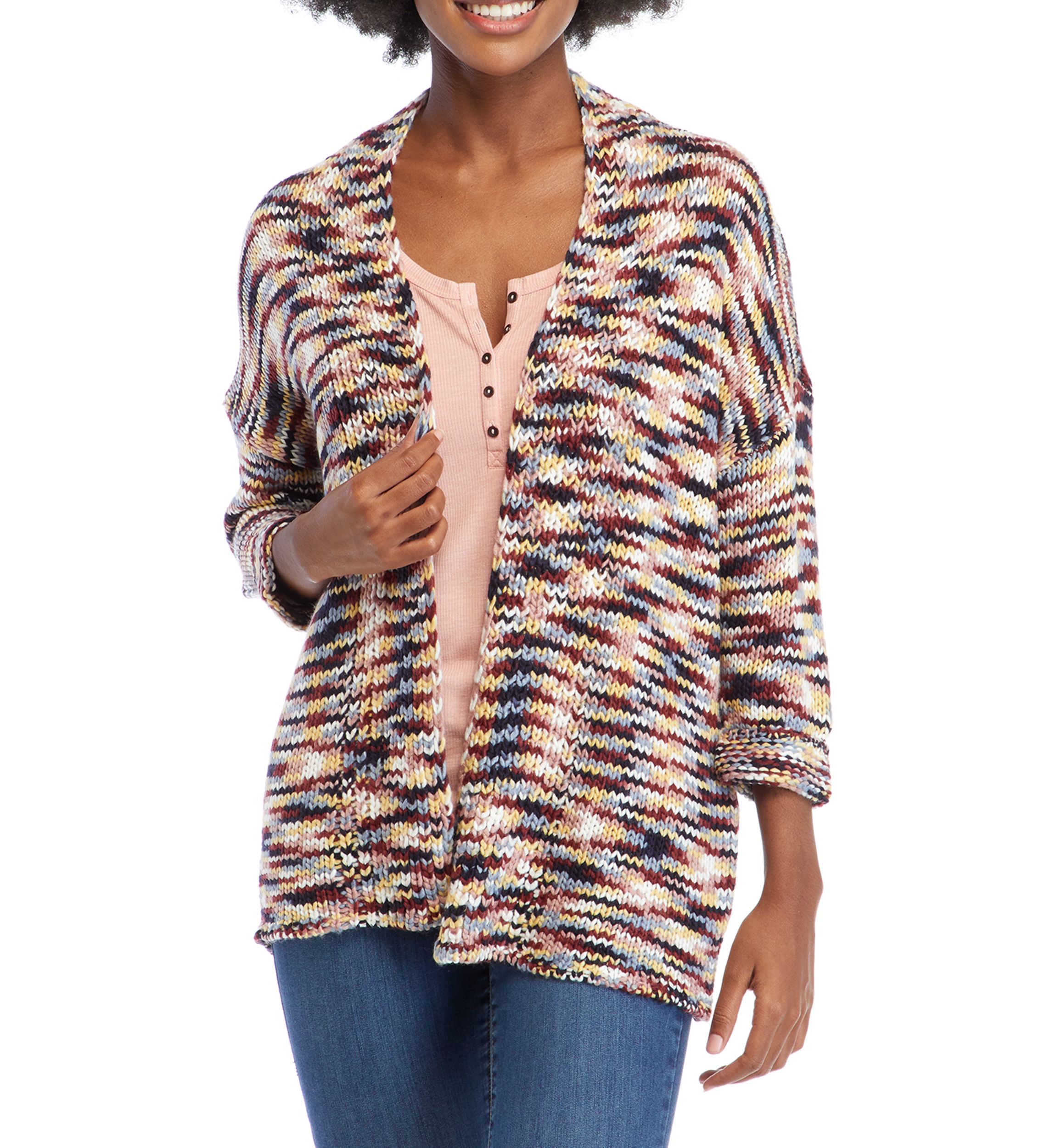 Womens Drop Shoulder Open Front Cardigan 