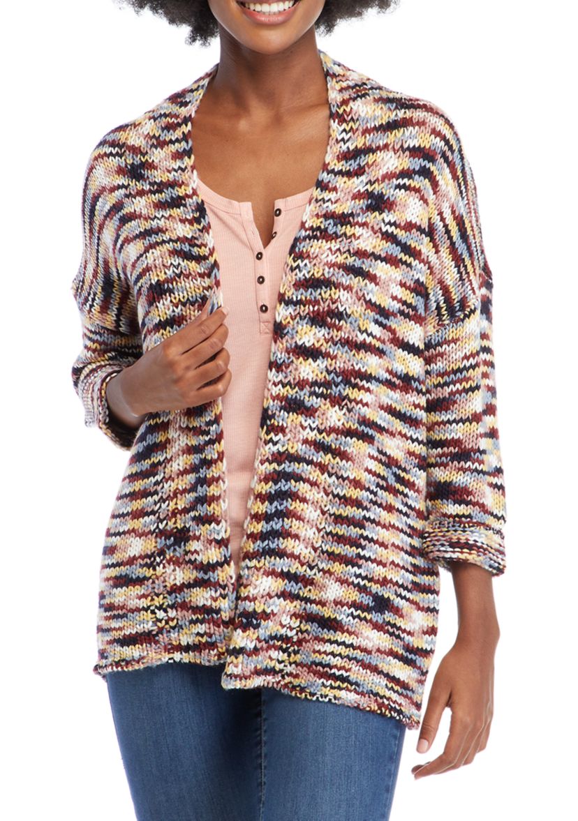 Womens Drop Shoulder Open Front Cardigan 