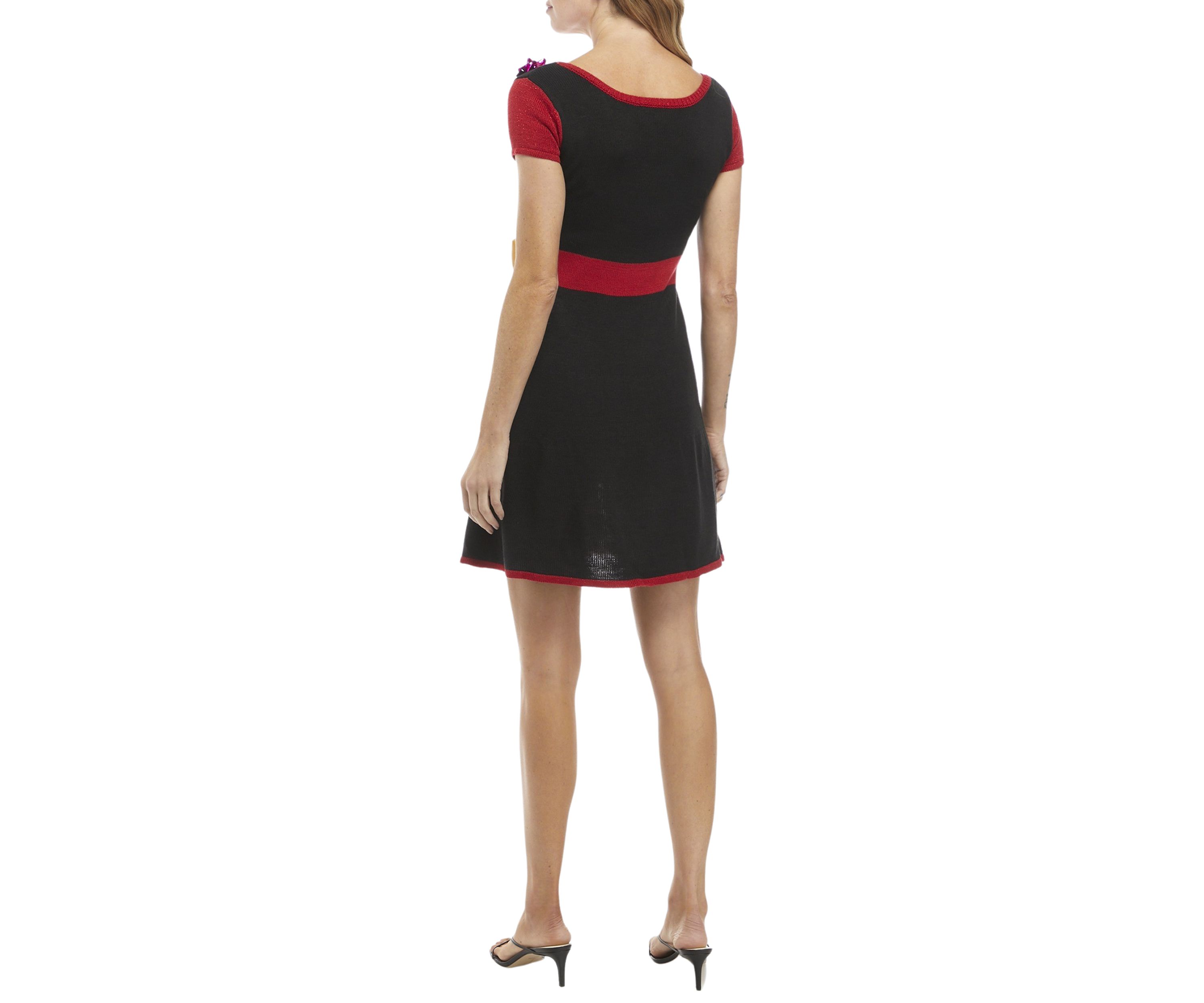 Womens Cap Sleeve Christmas Bow Dress