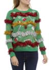Womens Metallic Tinsel Christmas Sweater 