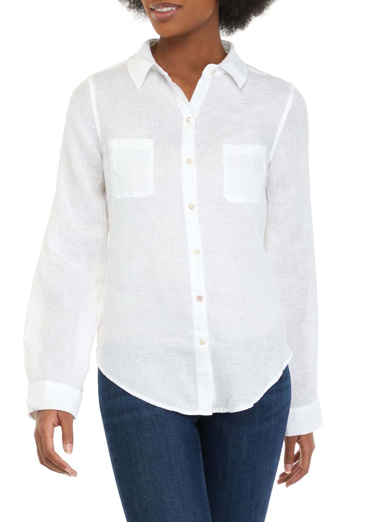 Sea View Linen Button Down Top