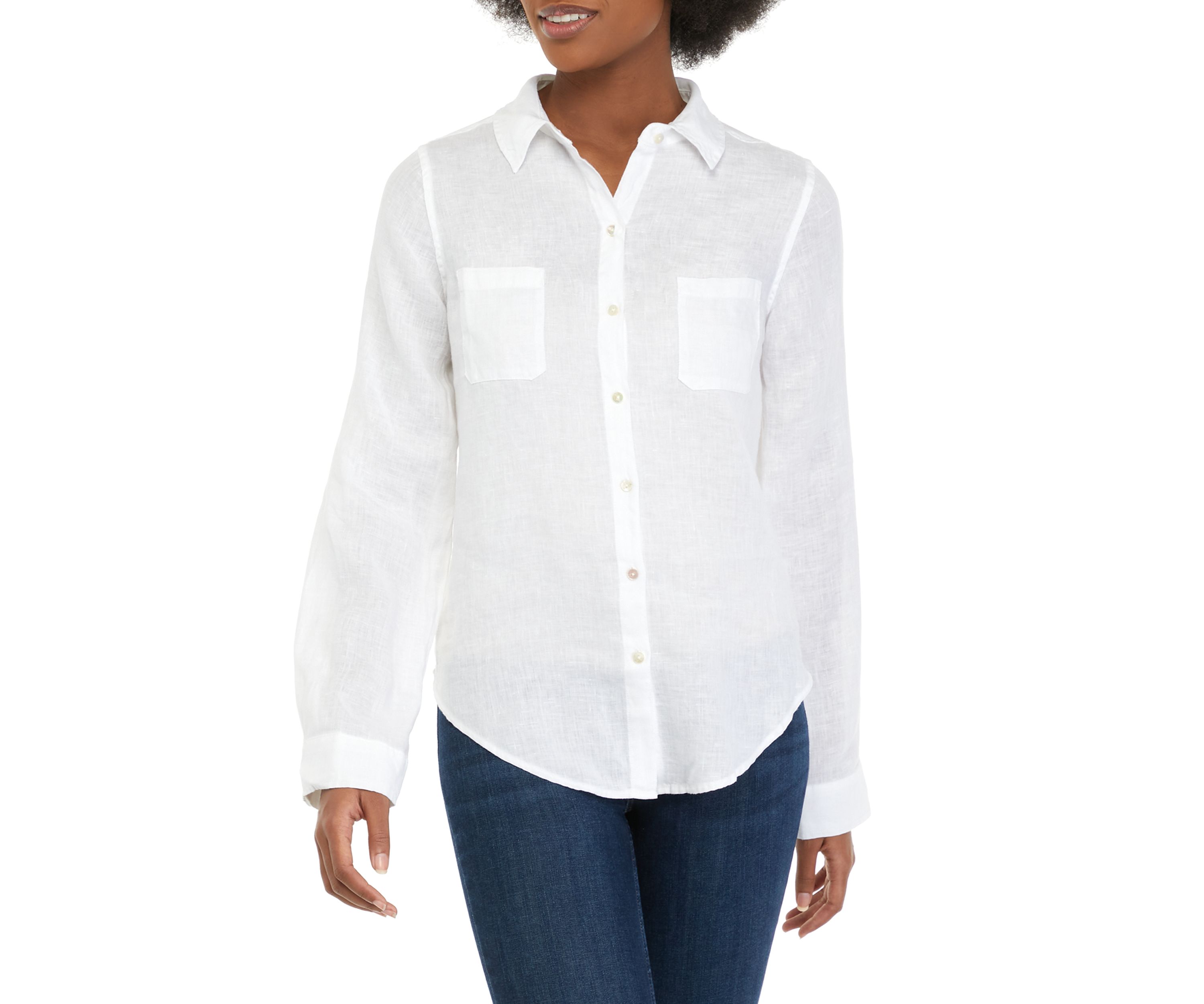 Sea View Linen Button Down Top
