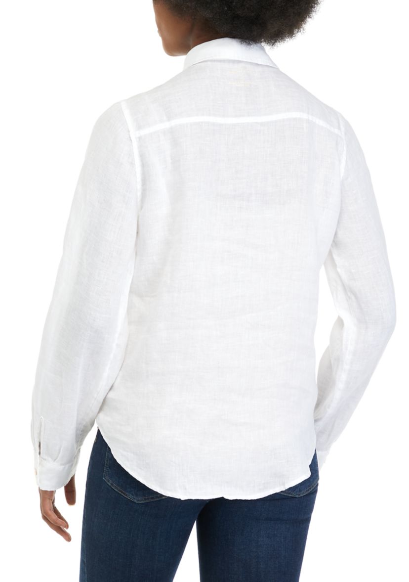 Sea View Linen Button Down Top