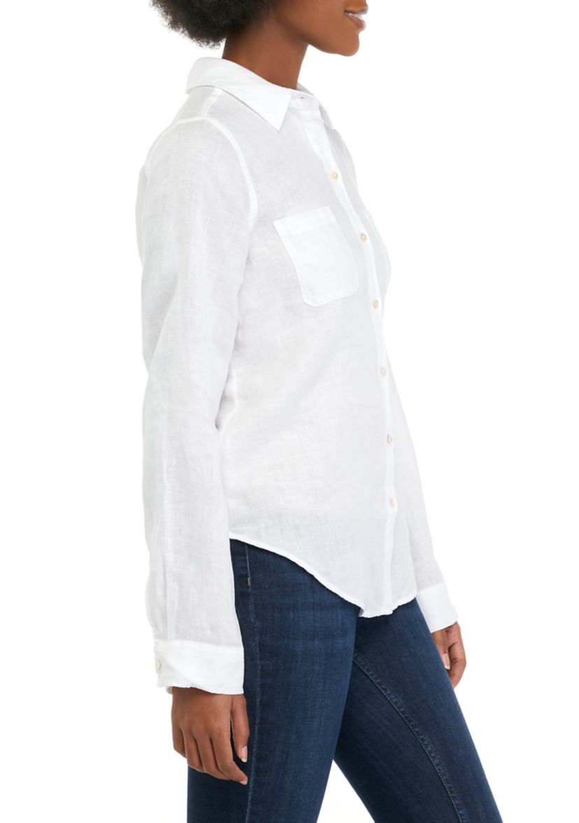 Sea View Linen Button Down Top