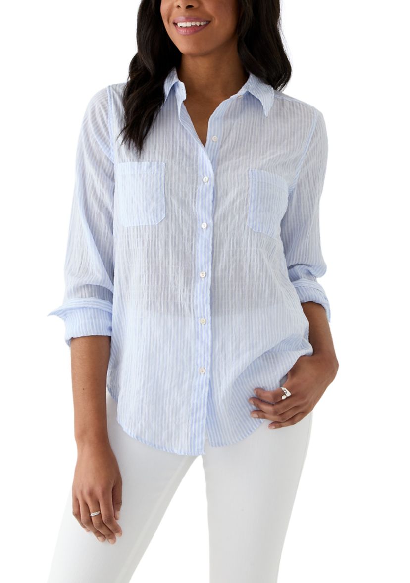 Womens Sea View Button Down Top