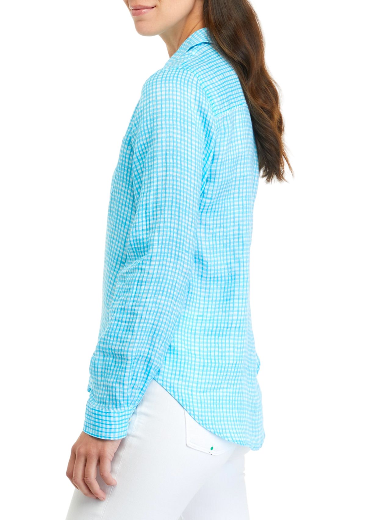 Womens Sea View Linen Button Down Top 