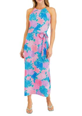 lilly pulitzer bingham midi dress NWT Lilly Pulitzer Bingham Prism Blue Good Greef Jersey Halter Midi Dress  Sz XL