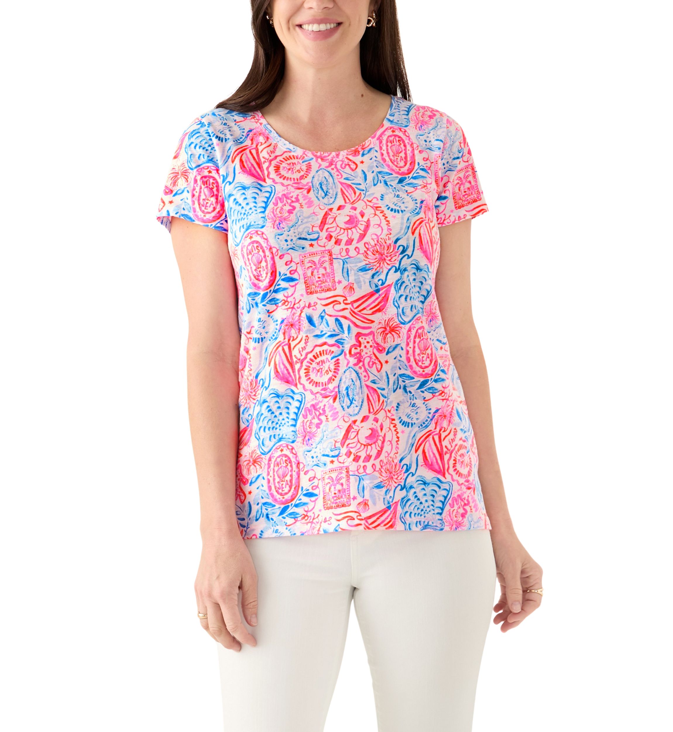 Womens Etta Scoop Neck Floral T-Shirt 