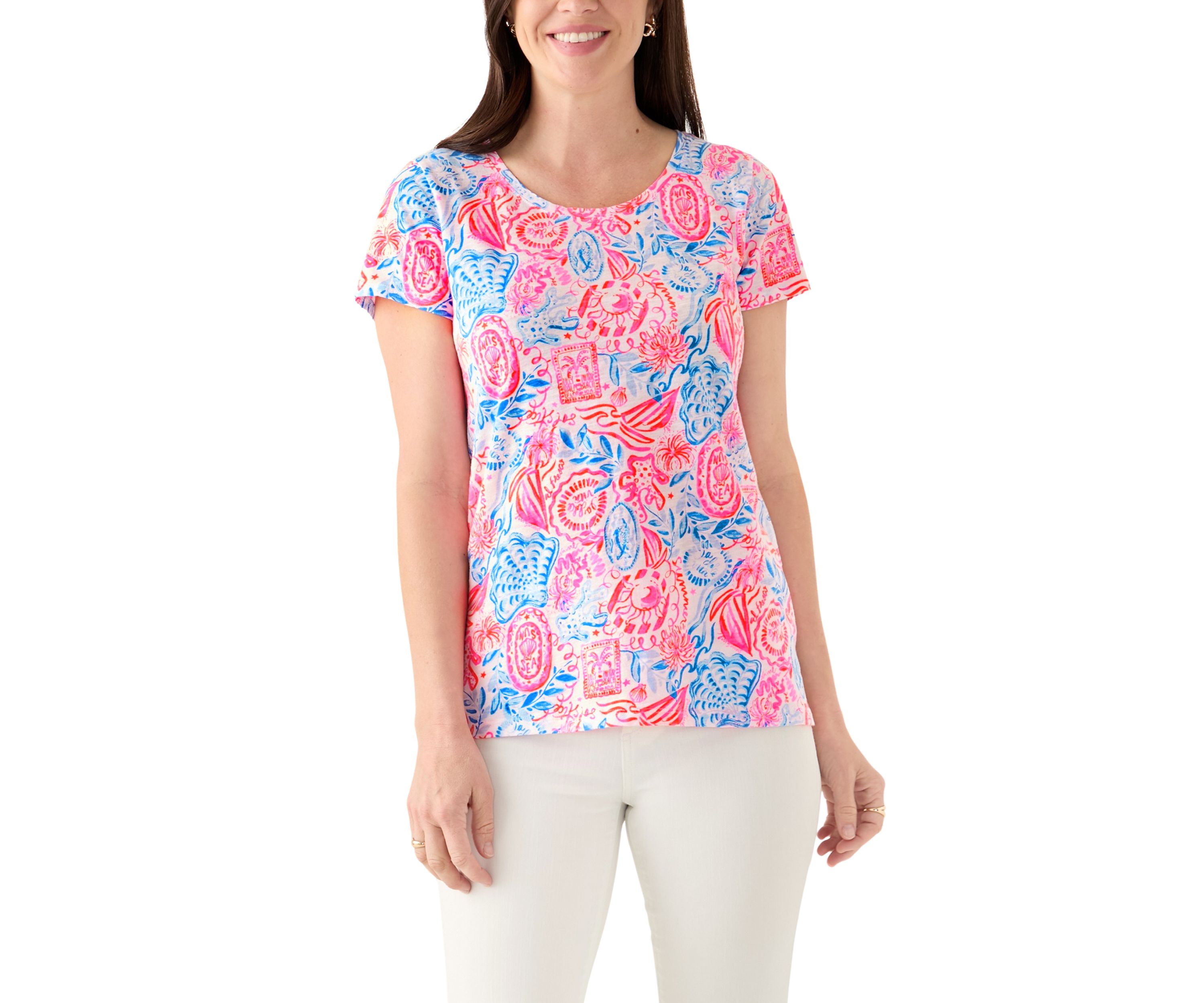 Womens Etta Scoop Neck Floral T-Shirt 