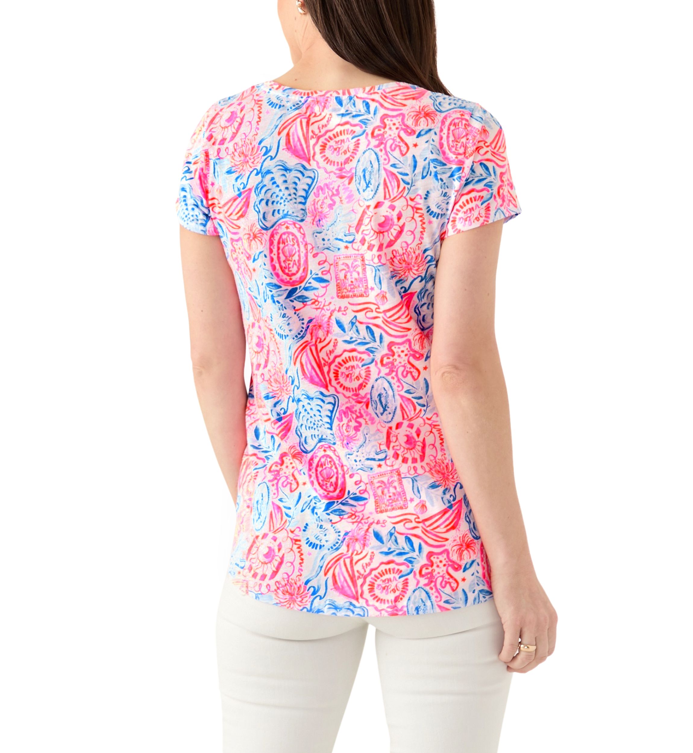 Womens Etta Scoop Neck Floral T-Shirt 