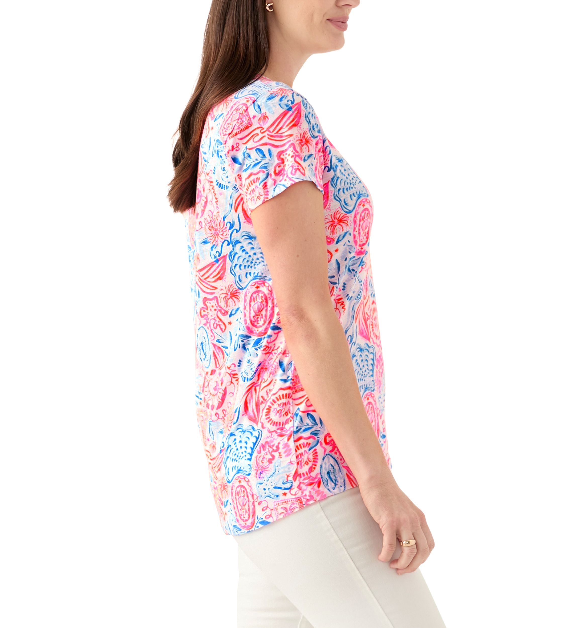 Womens Etta Scoop Neck Floral T-Shirt 