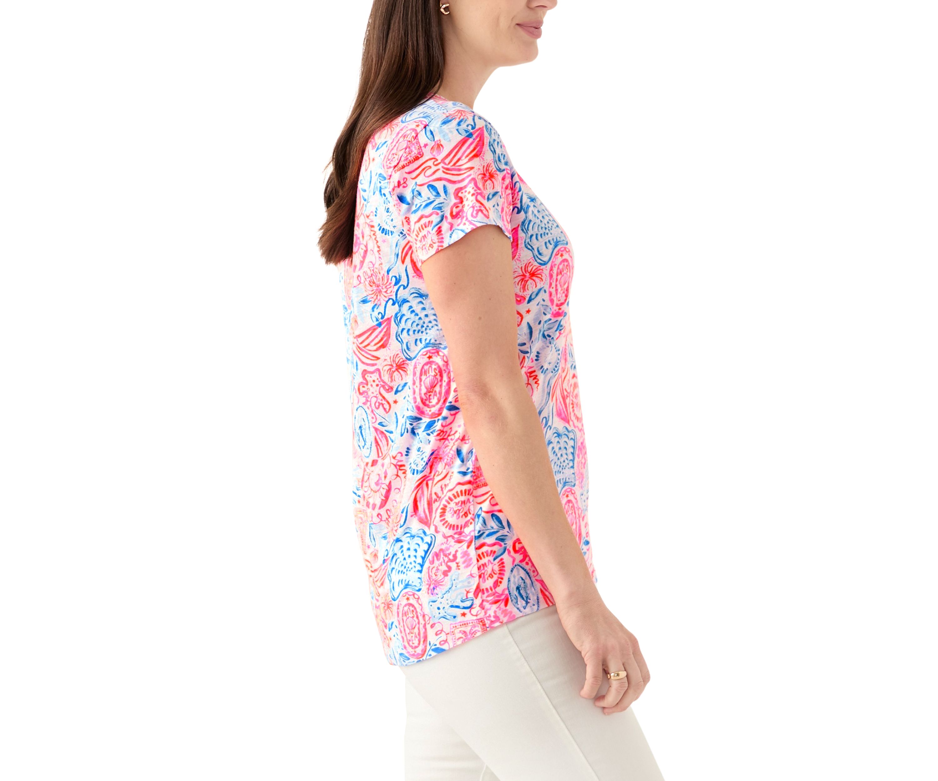 Womens Etta Scoop Neck Floral T-Shirt 
