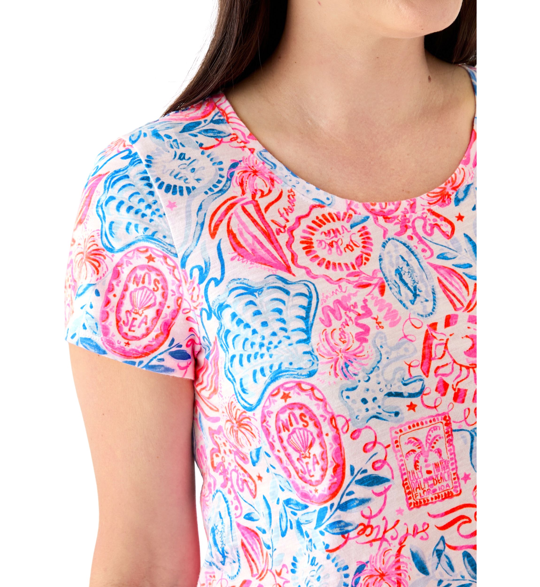 Womens Etta Scoop Neck Floral T-Shirt 