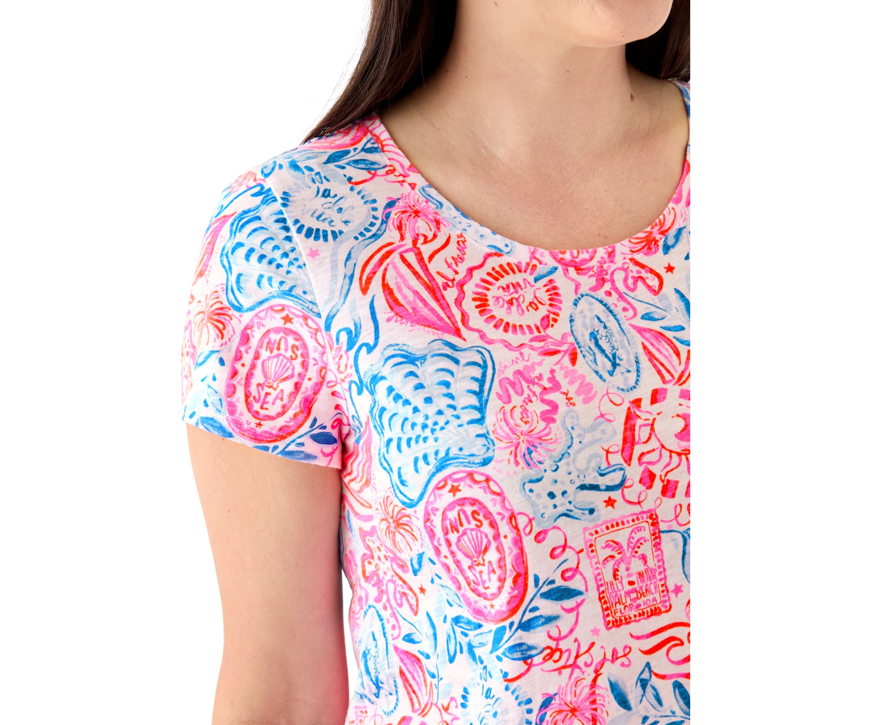 Womens Etta Scoop Neck Floral T-Shirt 