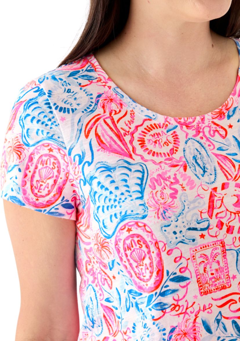 Womens Etta Scoop Neck Floral T-Shirt 
