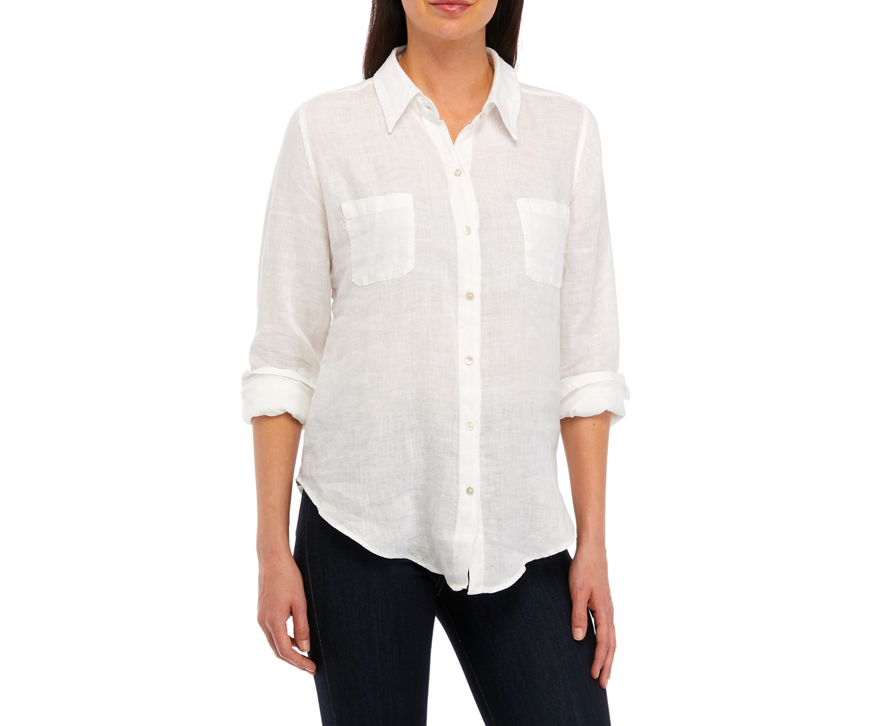Womens Button Down Linen Shirt