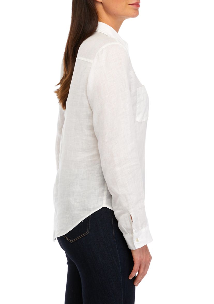Womens Button Down Linen Shirt