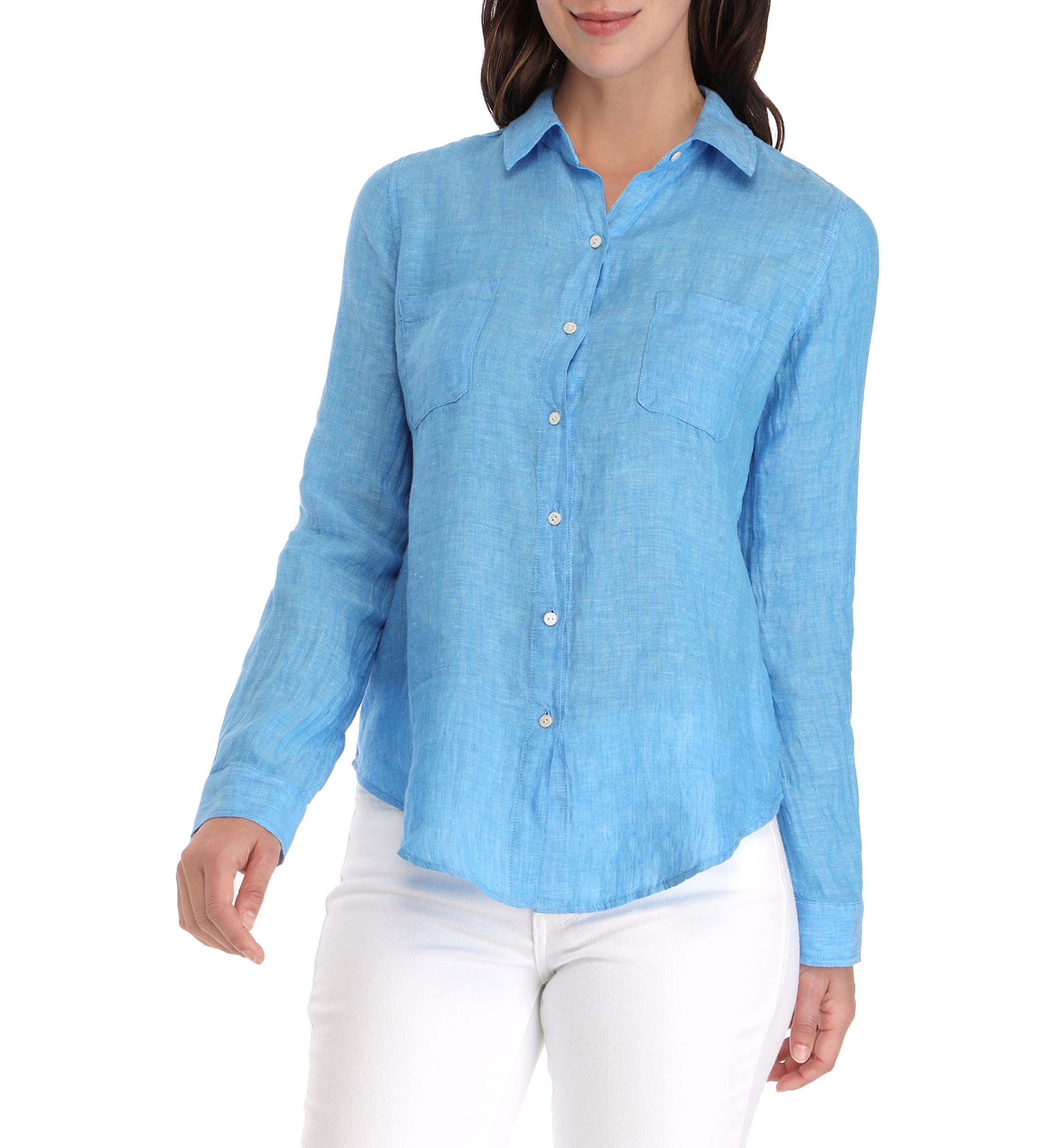 Sea View Linen Button Down Top