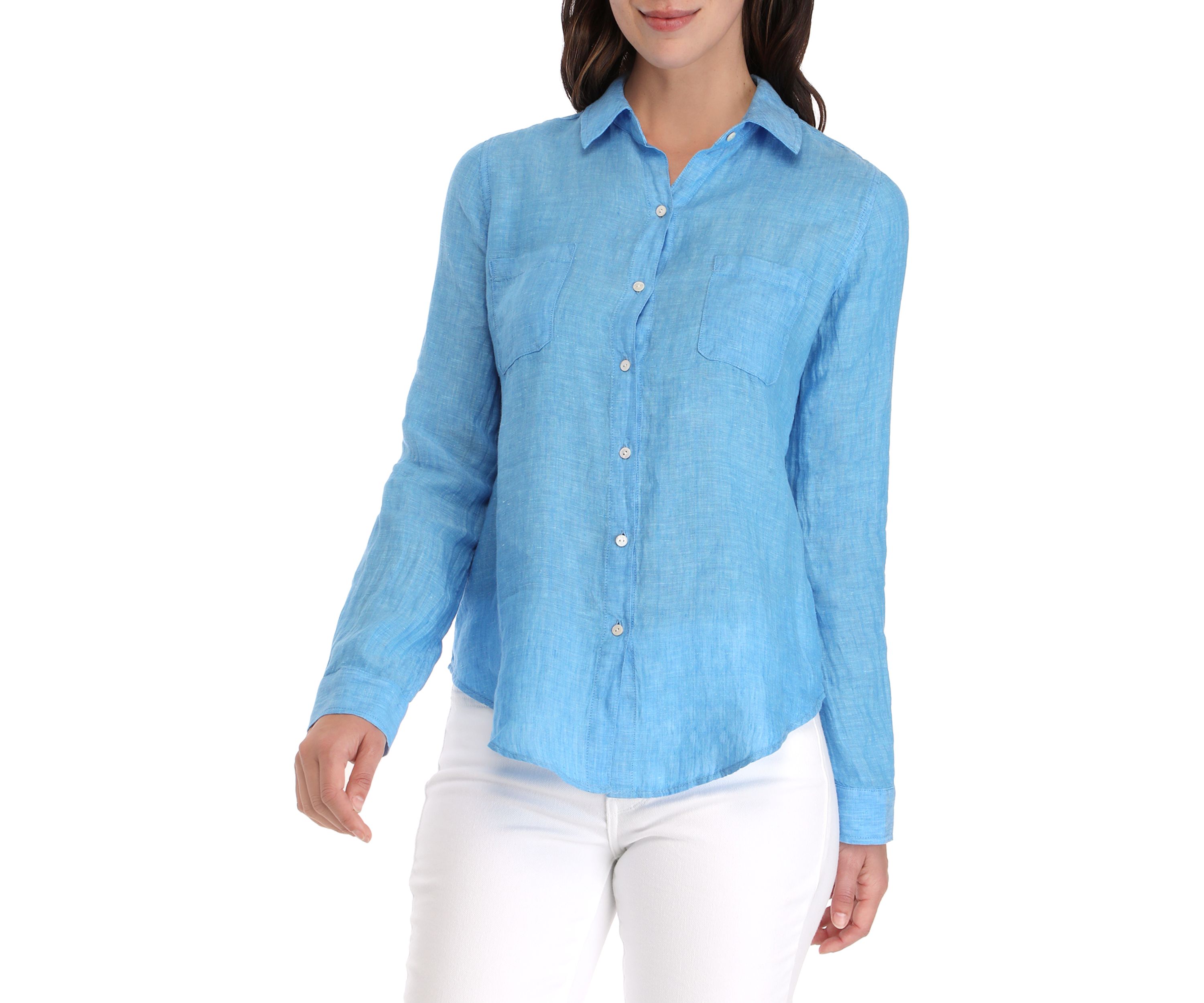 Sea View Linen Button Down Top