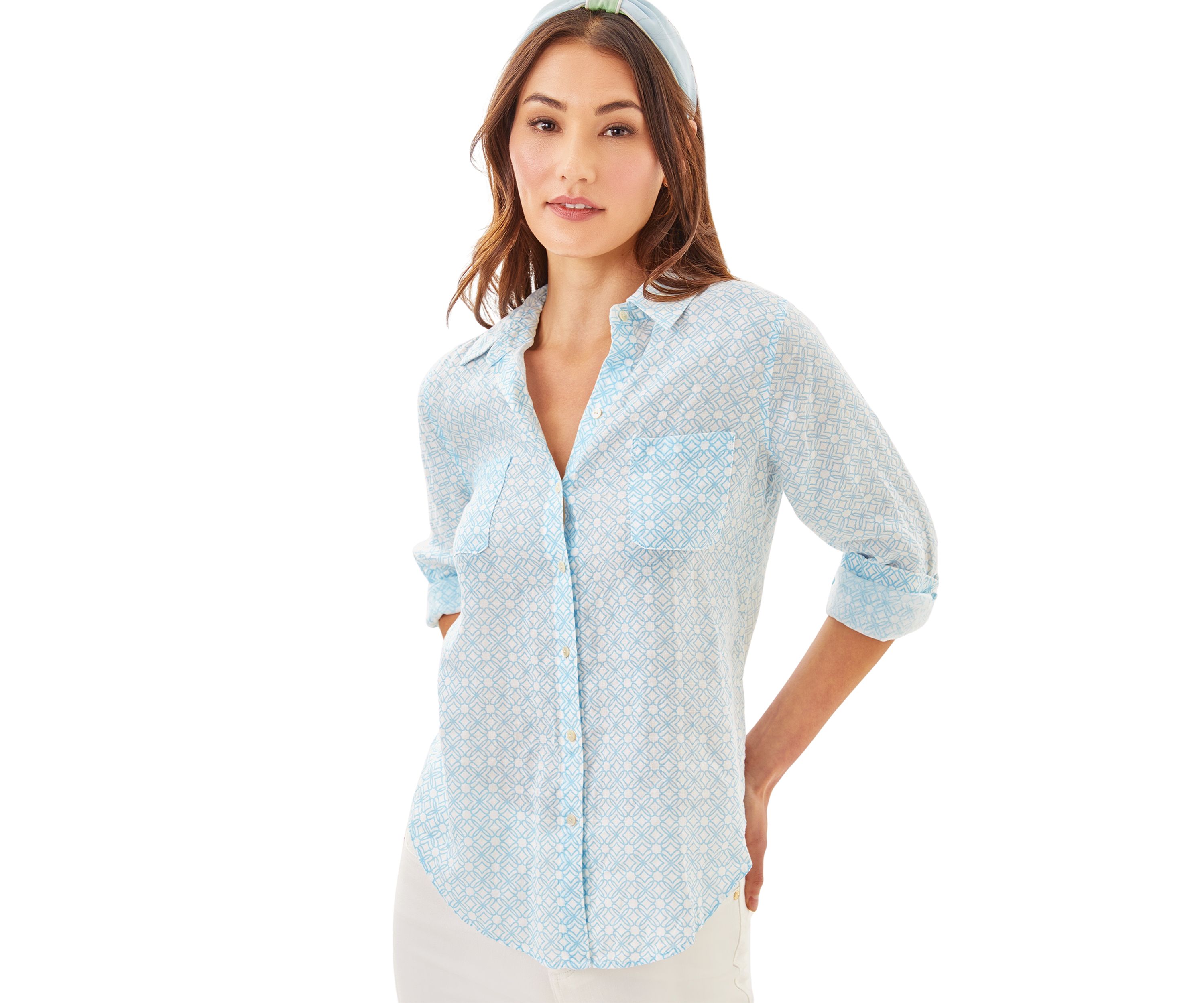 Womens Sea View Button Down Top 