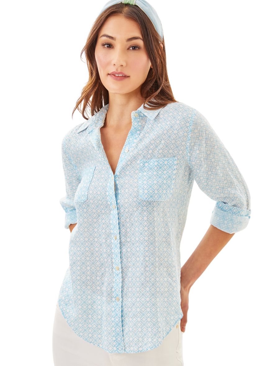 Womens Sea View Button Down Top 