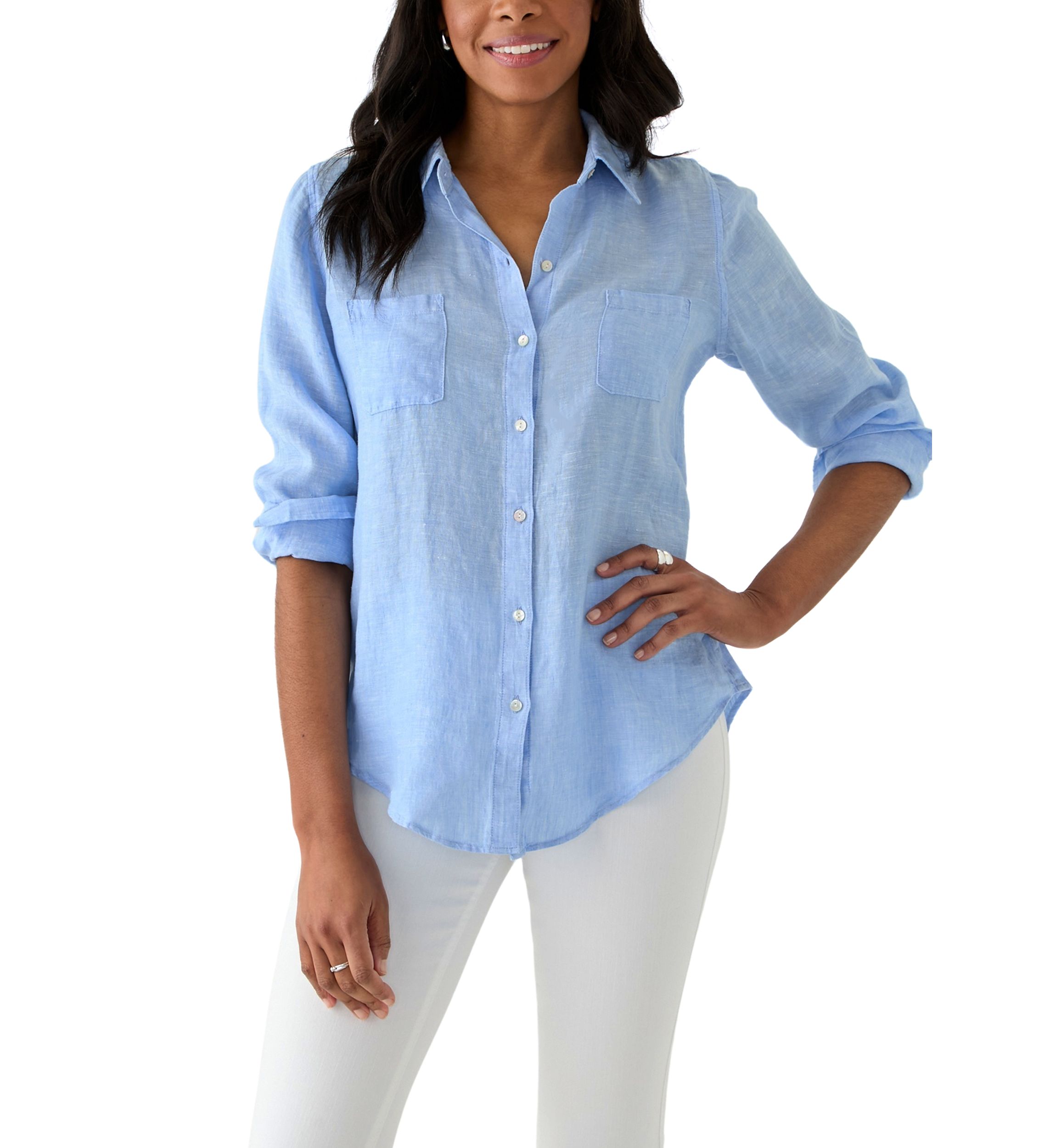 Womens Sea View Button Down Top