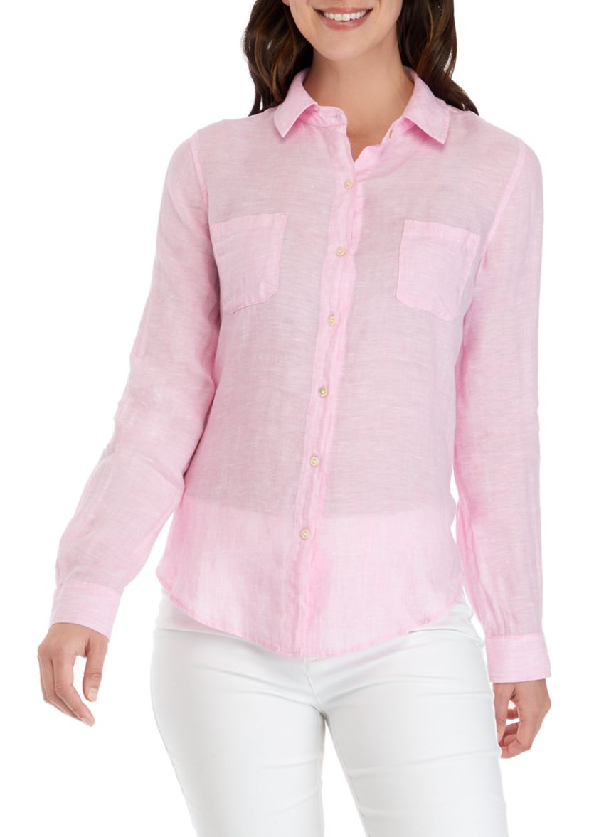 Sea View Linen Button Down Top