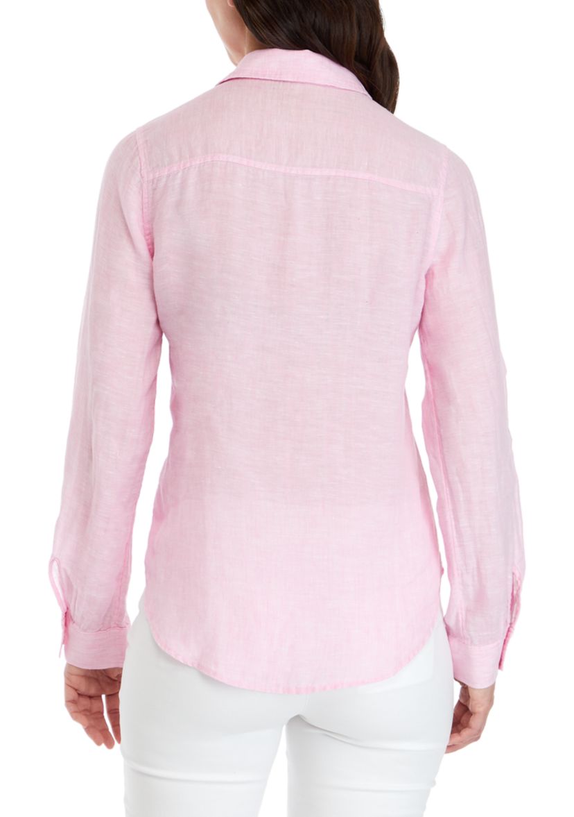 Sea View Linen Button Down Top