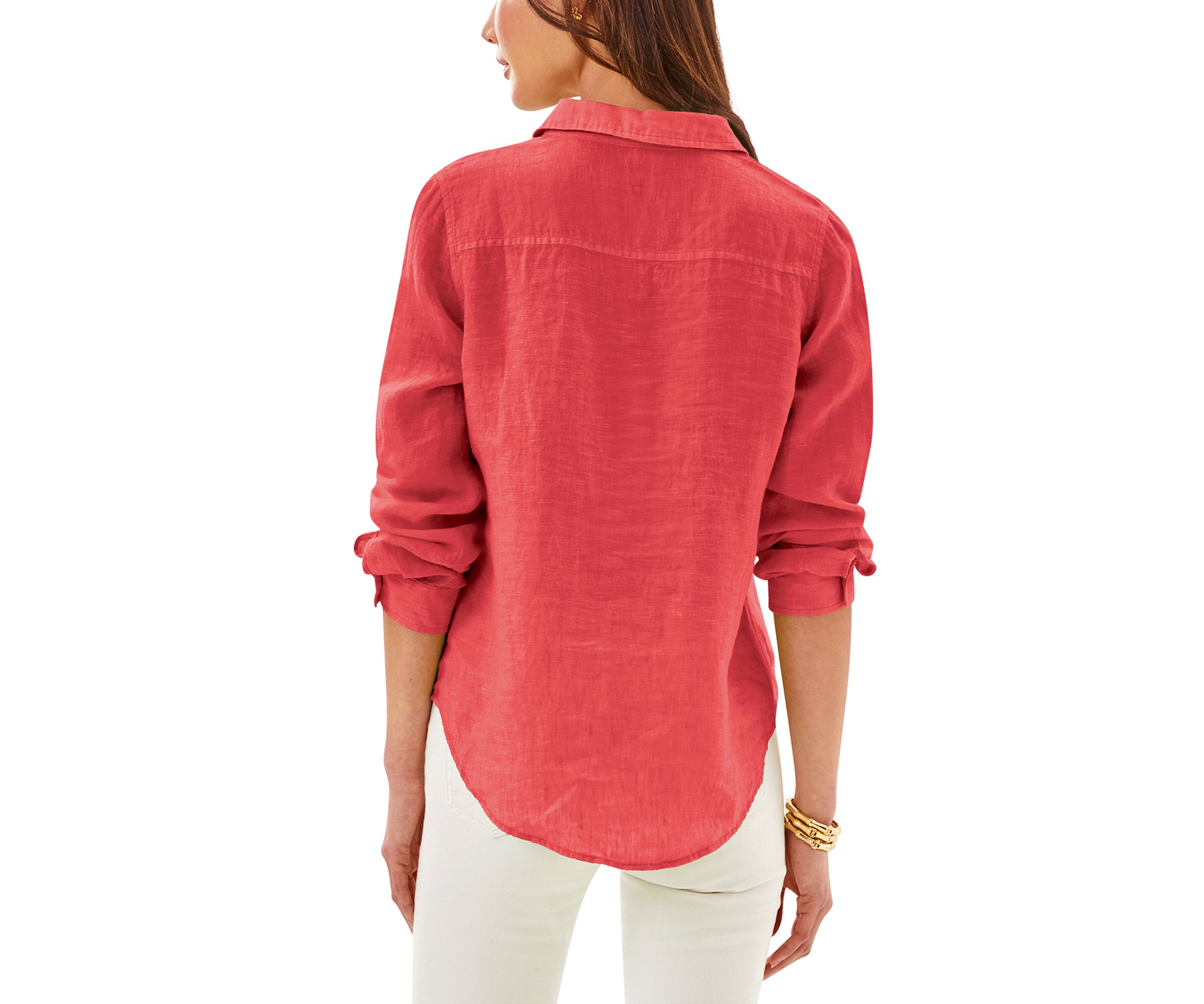 Womens Sea View Linen Button Down Shirt