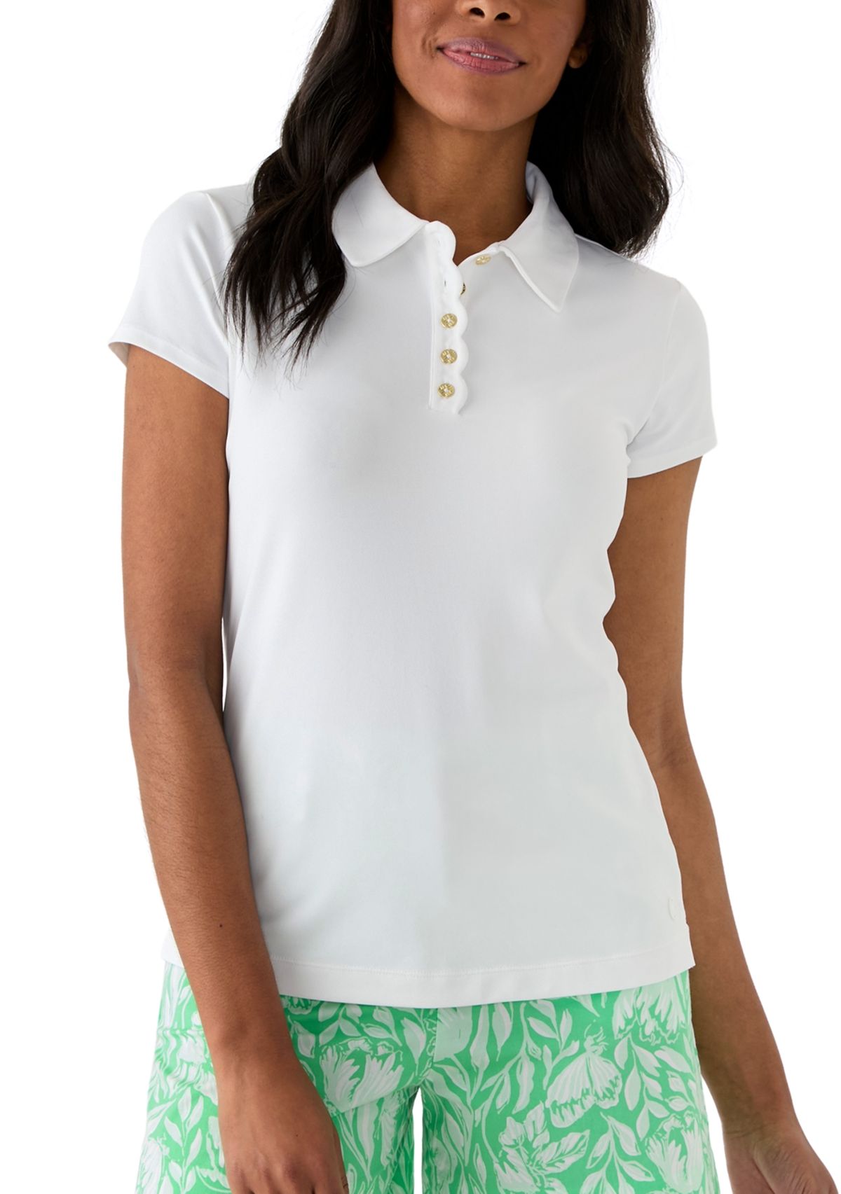 Luxletic Frida Scallop Polo Shirt - UPF 50+
