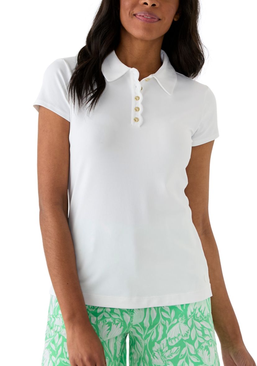 Luxletic Frida Scallop Polo Shirt - UPF 50+