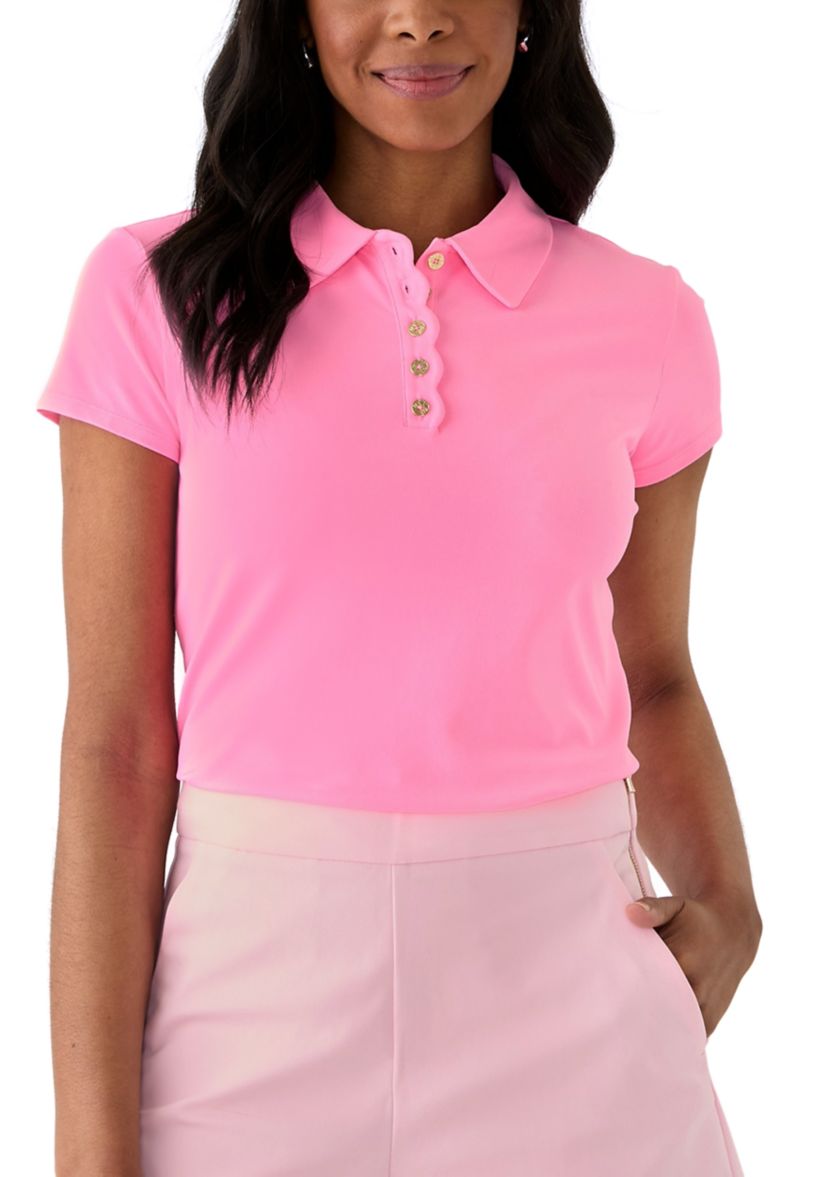 Luxletic Frida Scallop Polo Shirt - UPF 50+