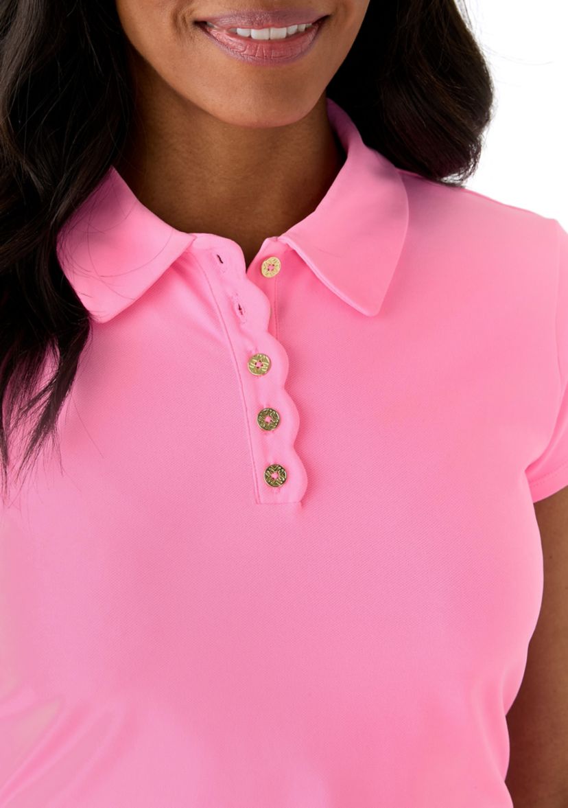 Luxletic Frida Scallop Polo Shirt - UPF 50+