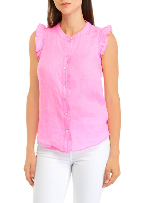 Lilly Pulitzer® Womens Flutter Sleeve Button Down Top