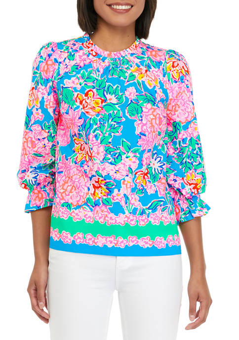 Lilly Pulitzer® Womens Balloon Sleeve Floral Top