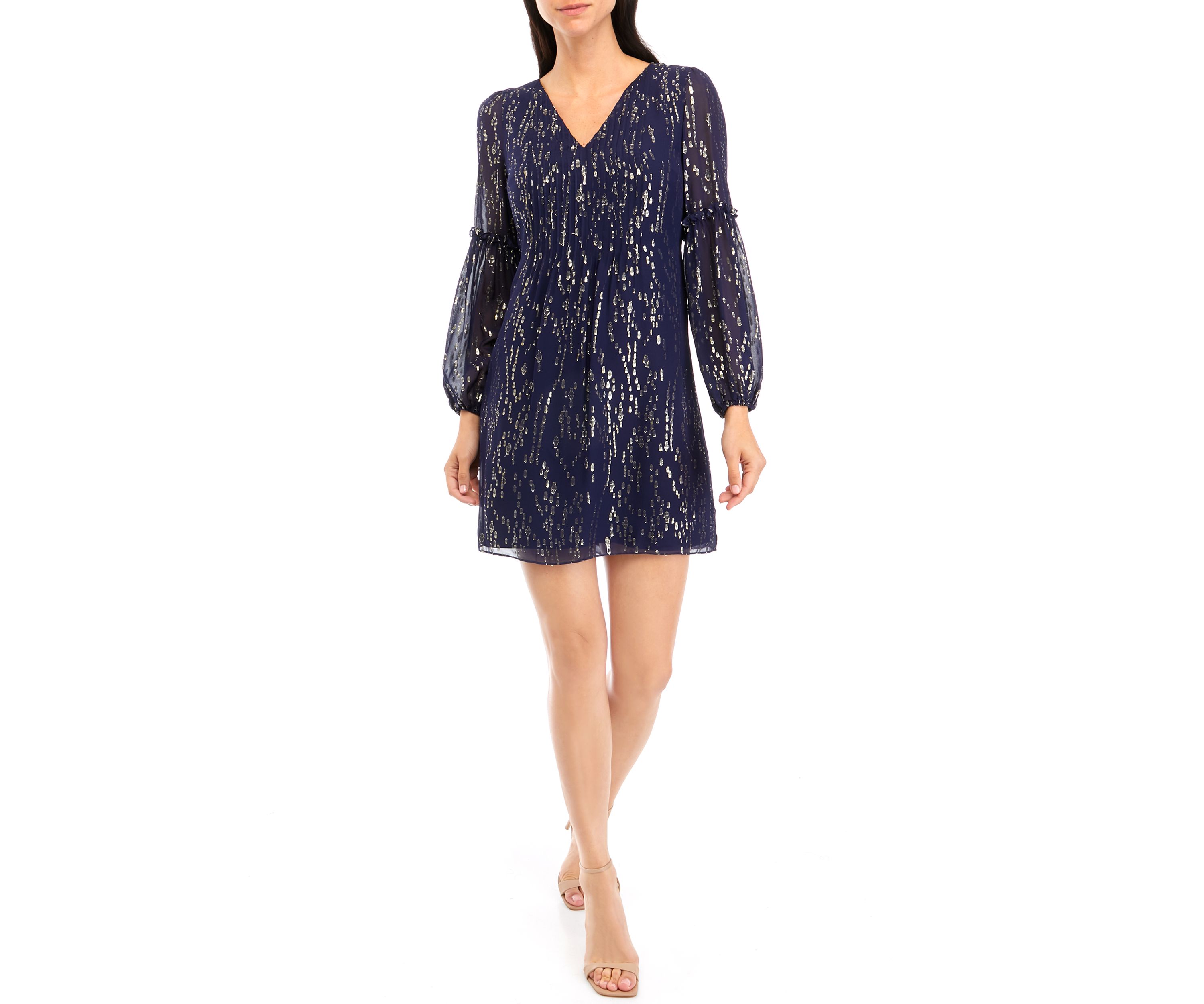 Womens Cleme Long Sleeve Silk Dress