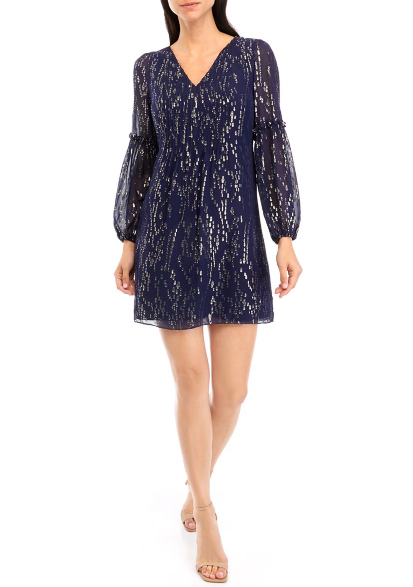 Womens Cleme Long Sleeve Silk Dress