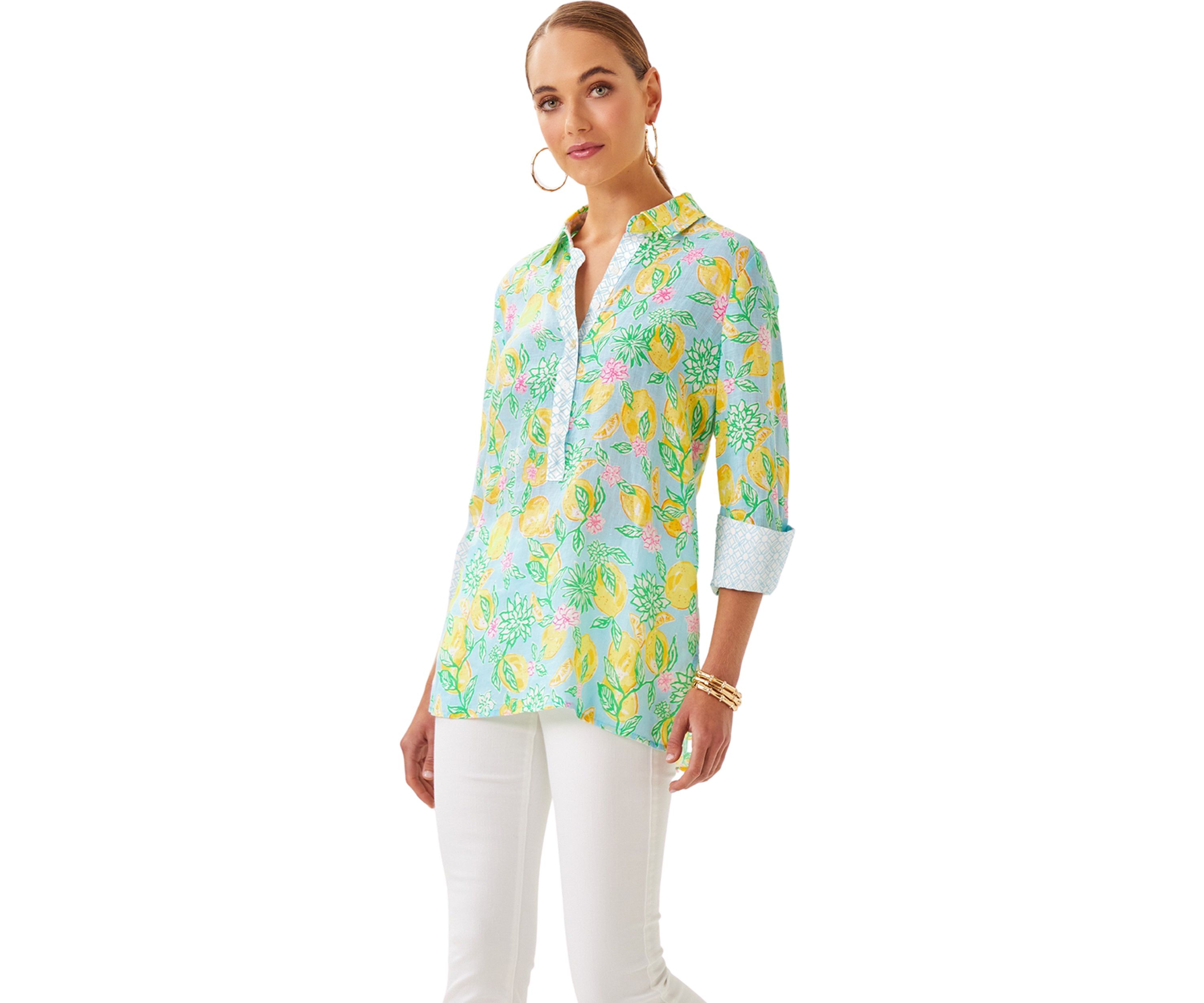 Womens Riverlyn Pieced Print Tunic 