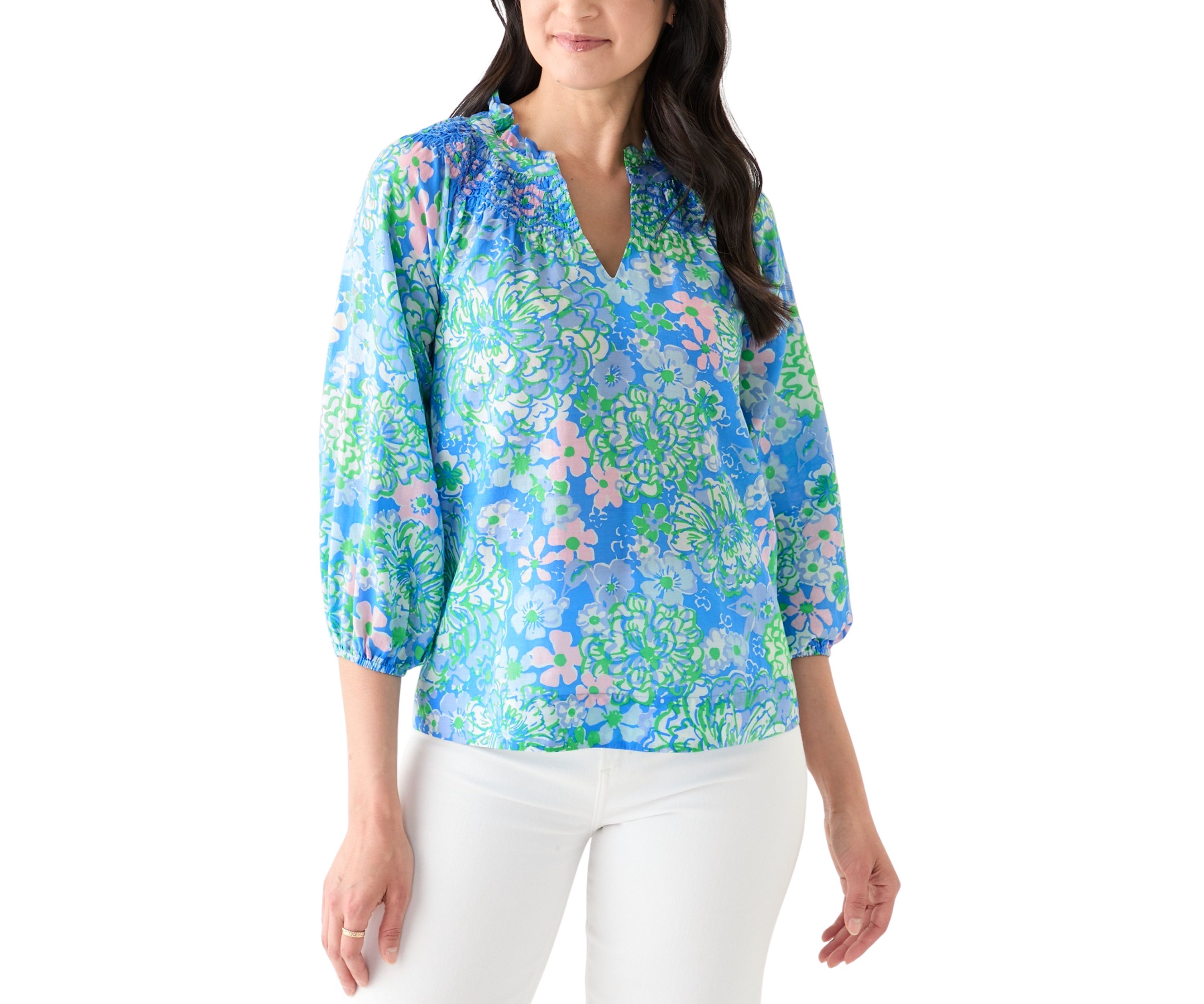Womens Lourdes 3/4 Sleeve Cotton Top 