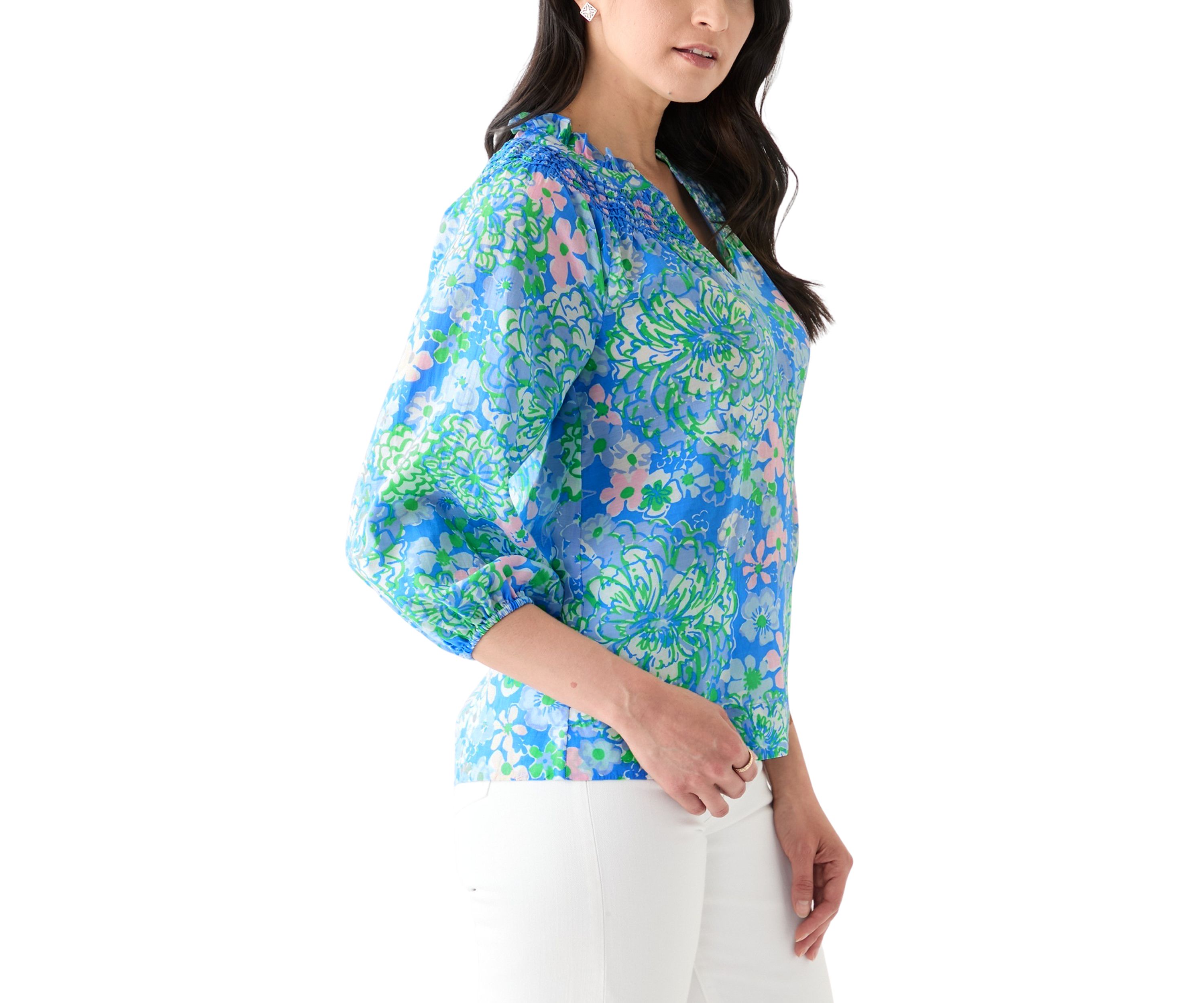 Womens Lourdes 3/4 Sleeve Cotton Top 
