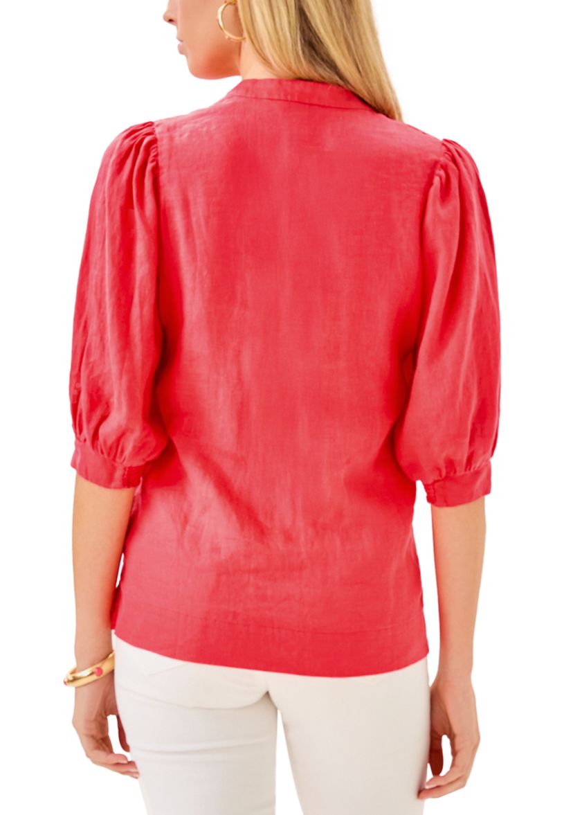 Womens Mialeigh Linen Popover Top