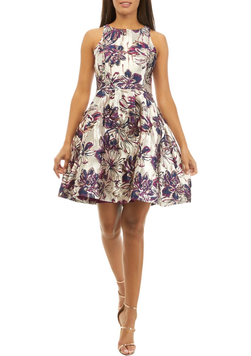 Womens Jollian Floral Jacquard Dress