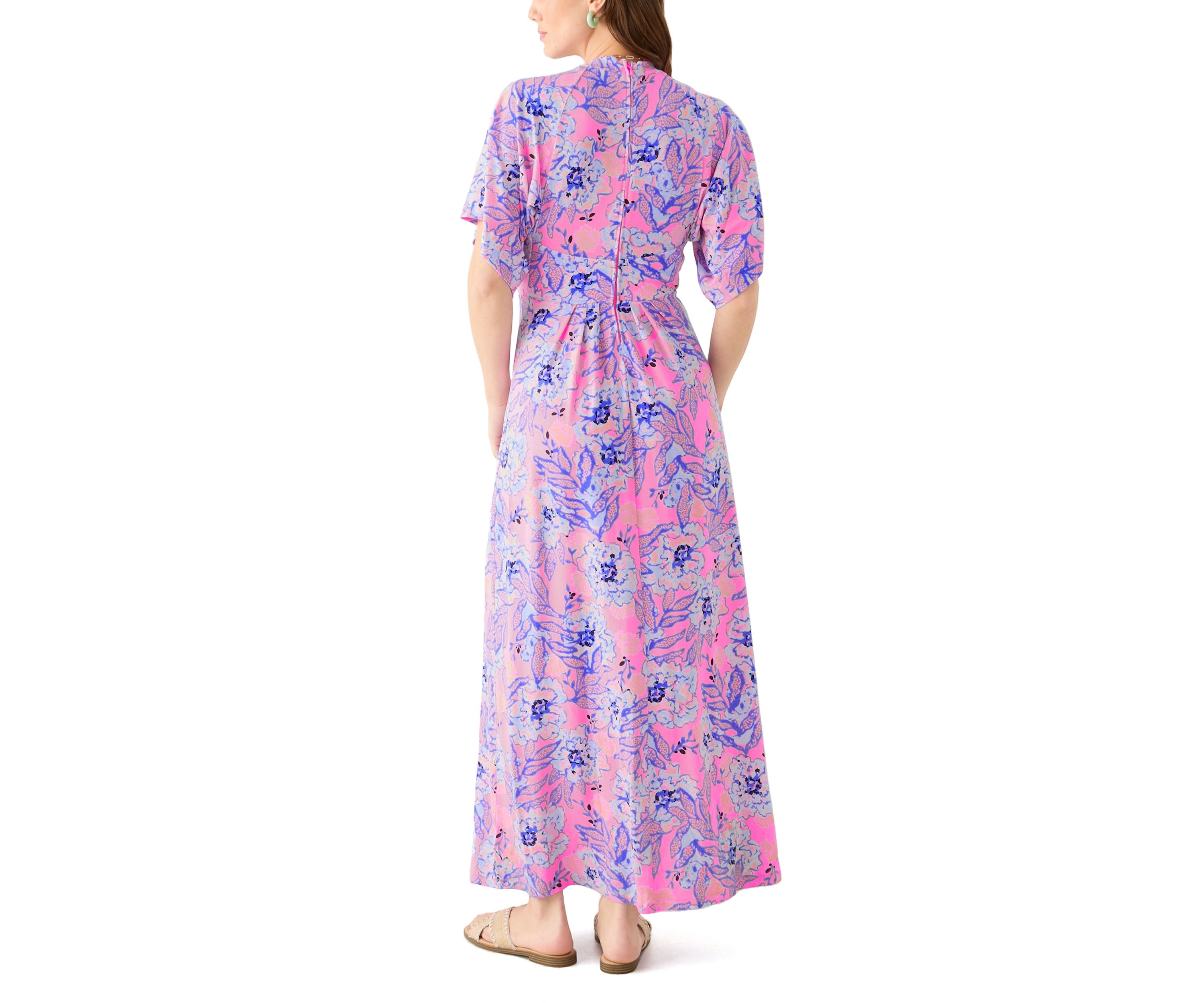 Womens Wisteria Elbow Sleeve V-Neck Dress