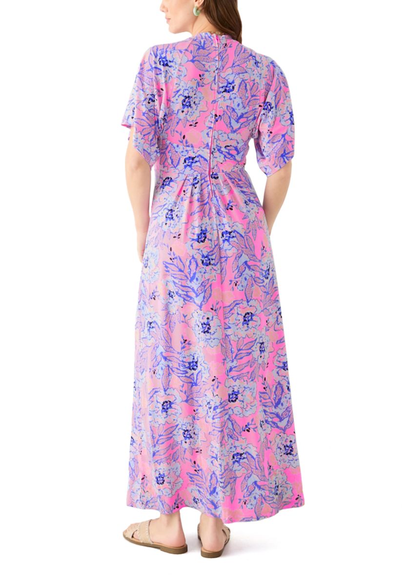 Womens Wisteria Elbow Sleeve V-Neck Dress