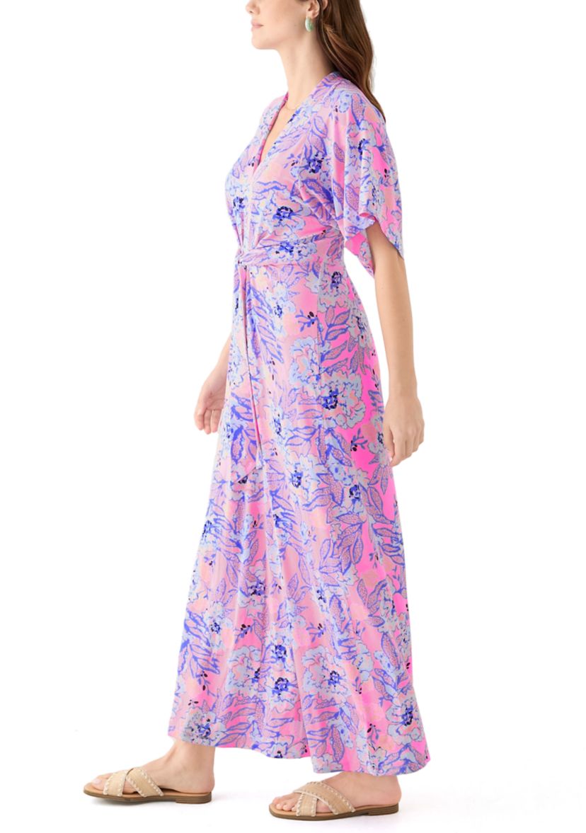 Womens Wisteria Elbow Sleeve V-Neck Dress