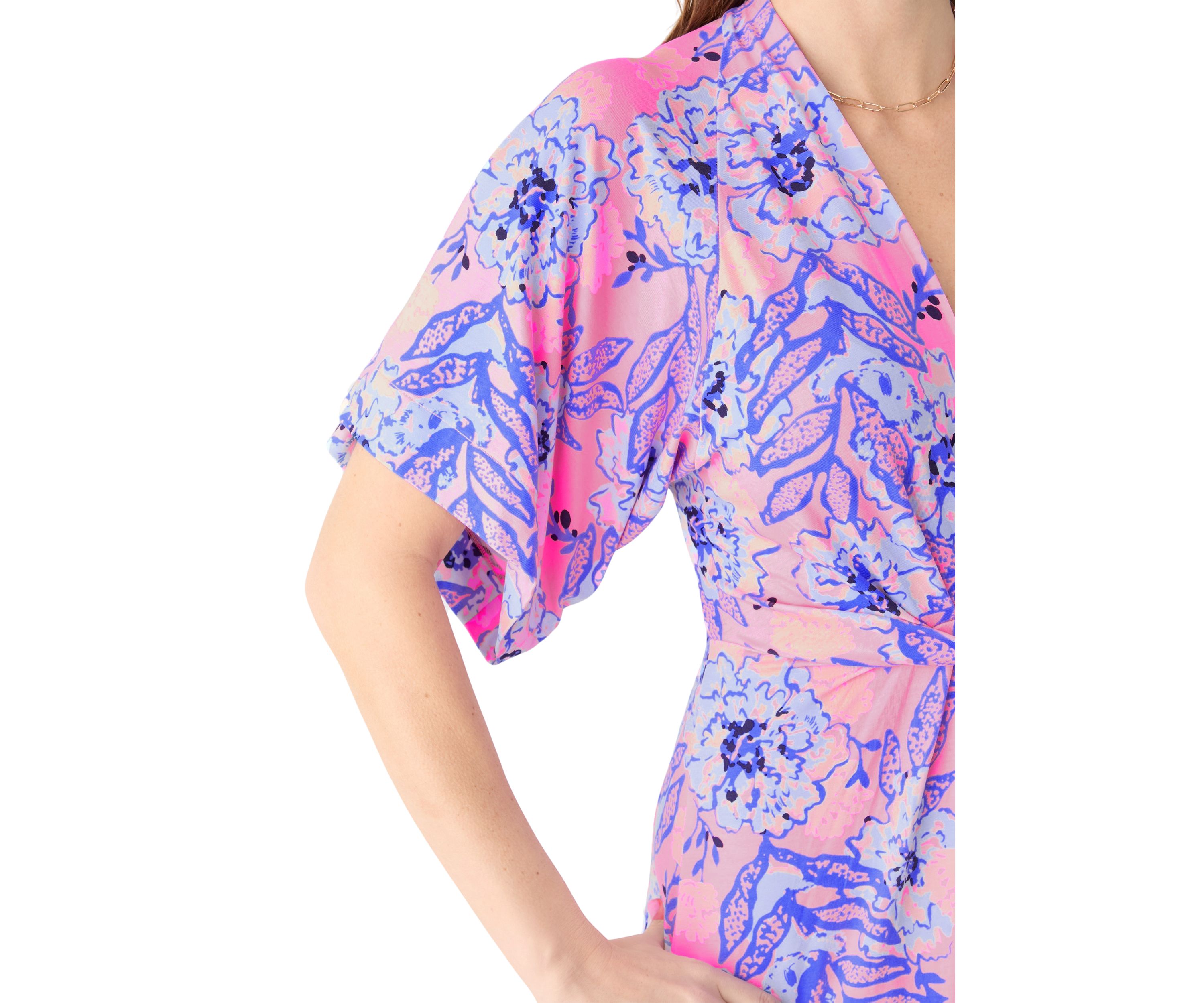 Womens Wisteria Elbow Sleeve V-Neck Dress