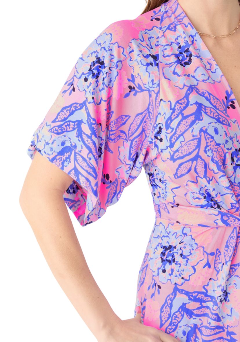 Womens Wisteria Elbow Sleeve V-Neck Dress