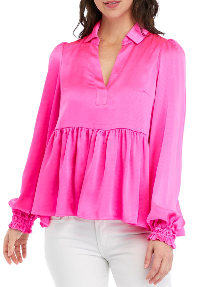 Womens Jaylene Satin Peplum Top